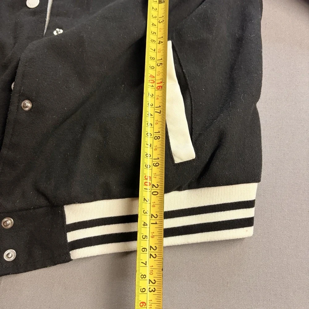 Justice Peanuts Snoopy Varsity Jacket Girls XL 16/18 Black White Abbey Road
